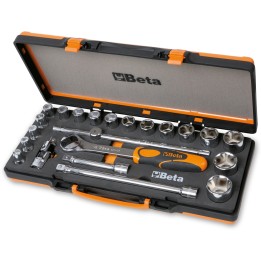 Beta 920A/C17M Assortimento di 17 chiavi a bussola a mano esagonali e 5 accessori in termoformato morbido, in cassetta di lamier