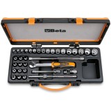 Beta 910B/C29 Assortimento di 17 chiavi a bussola a mano 12 a giravite e 5 accessori in cassetta di lamiera 009100945