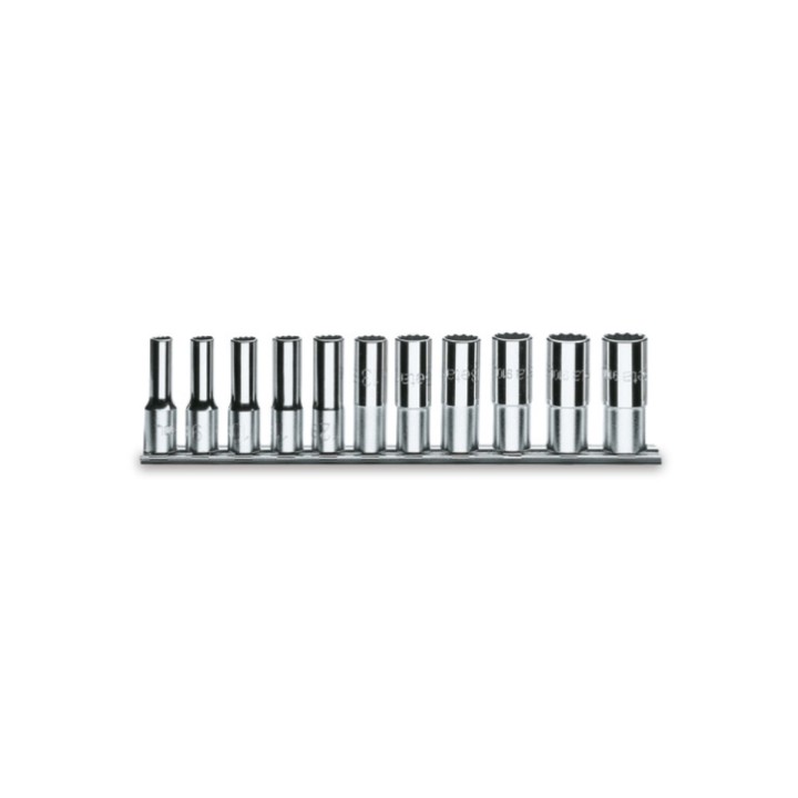 Beta 920AL/SB11 Serie di 11 chiavi a bussola a mano lunghe bocca esagonale (art. 920AL) su supporto 009200644