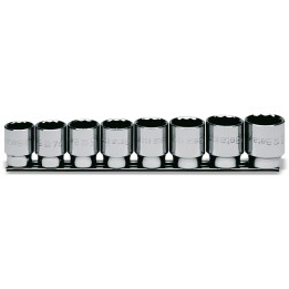 Beta 920B/SB8 Serie di 8 chiavi a bussola a mano bocca poligonale (art. 920B) su supporto 009200142