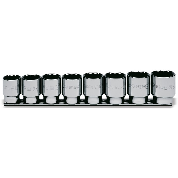 Beta 920B/SB8 Serie di 8 chiavi a bussola a mano bocca poligonale (art. 920B) su supporto 009200142