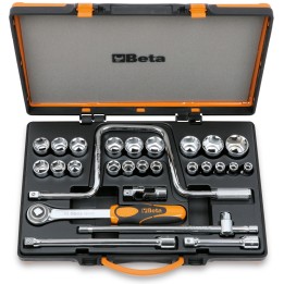 Beta 920A/C21 Assortimento di 21 chiavi a bussola a mano esagonali e 6 accessori in cassetta di lamiera 009200952