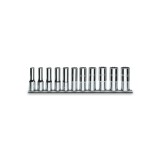 Beta 920BL/SB11 Serie di 11 chiavi a bussola a mano lunghe bocca poligonale (art. 920BL) su supporto 009200338
