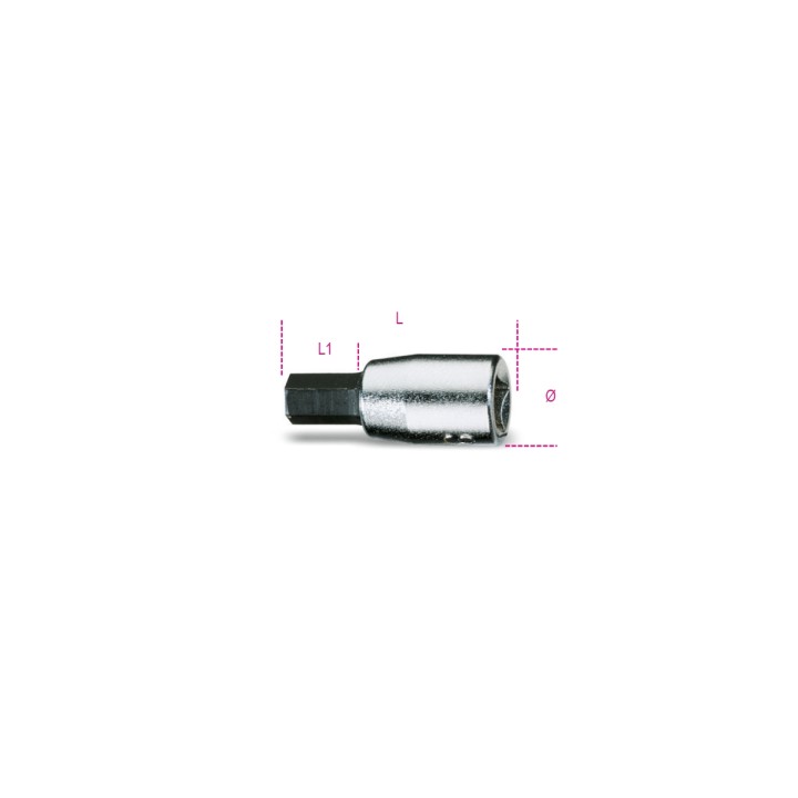 Beta 900ME 7 Chiavi a bussola a mano a giravite maschio esagonale con attacco quadro femmina 1/4" cromate - inserti bruniti 0090