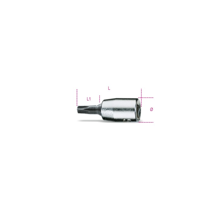 Beta 900TX 07 Chiavi a bussola a mano maschio per viti con impronta Torx® con attacco quadro femmina 1/4" cromate - inserti brun