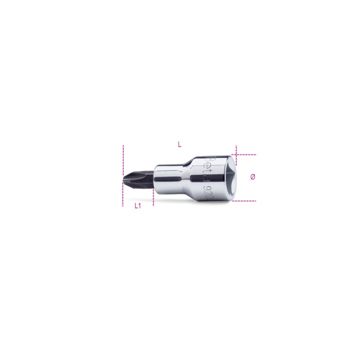 Beta 920PH 1 Chiavi a bussola a mano a giravite per viti con impronta a croce Philips® con attacco quadro 1/2" cromate - inserti