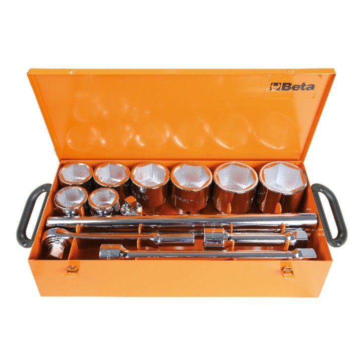 Beta 929/C8 Assortimento di 8 chiavi a bussola a mano esagonali e 5 accessori in cassetta di lamiera 009290925