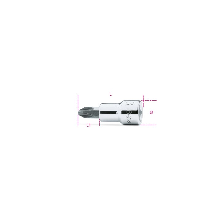 Beta 910PH 1 Chiavi a bussola a mano a giravite per viti con impronta a croce Philips® con attacco quadro 3/8" cromate - inserti