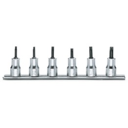 Beta 910TX/SB6 Serie di 6 chiavi a bussola maschio per viti con impronta Torx® (art. 910TX) su supporto 009100530
