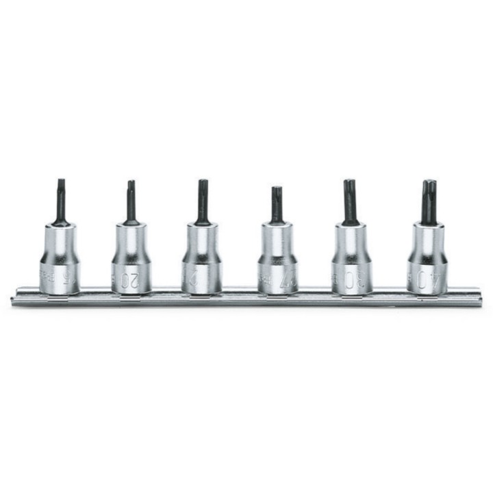 Beta 910TX/SB6 Serie di 6 chiavi a bussola maschio per viti con impronta Torx® (art. 910TX) su supporto 009100530