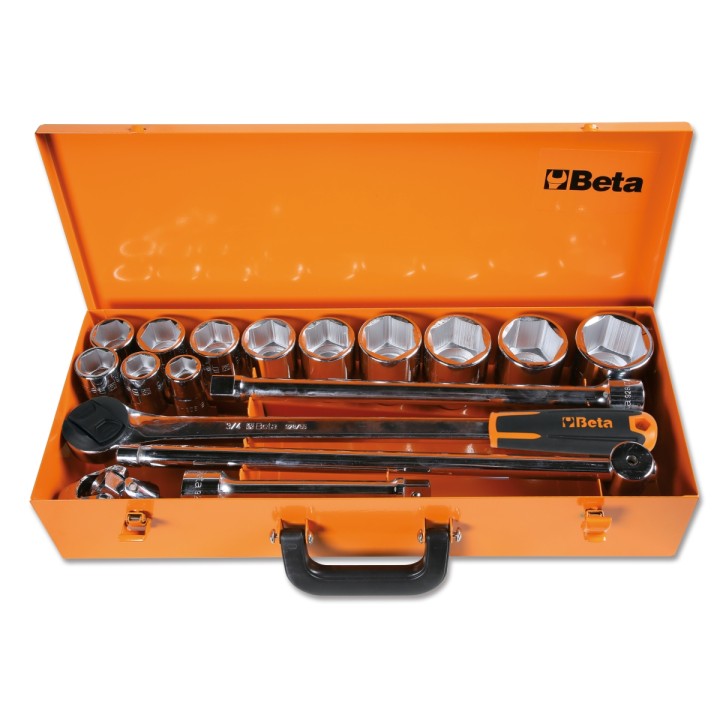 Beta 928AS/C12 Assortimento di 12 chiavi a bussola a mano esagonali e 5 accessori in cassetta di lamiera 009280968