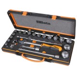 Beta 920A/C17HR Assortimento di 17 chiavi a bussola a mano esagonali e 5 accessori in termoformato rigido, in cassetta di lamier