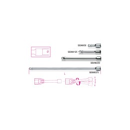 Beta 920AN/375 Prolunghe a mano con attacchi quadri maschio e femmina 1/2" angolari, cromate 009200836