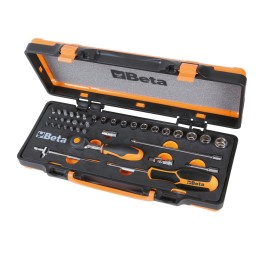 Beta 900/C12MR Assortimento di 12 chiavi a bussola a mano esagonali, 20 inserti per avvitatori e 7 accessori in termoformato mor
