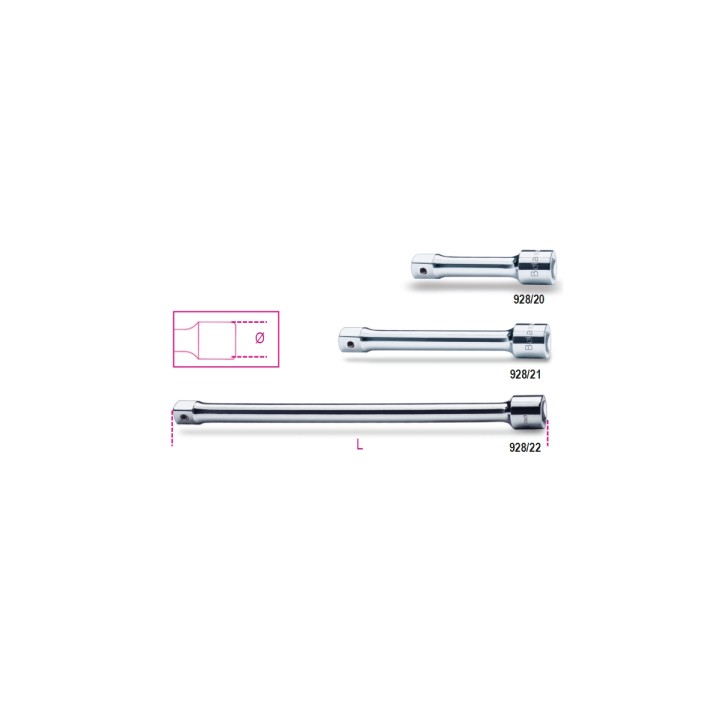 Beta 928/22 Prolunghe a mano con attacchi quadri maschio e femmina 3/4" cromate 009280825