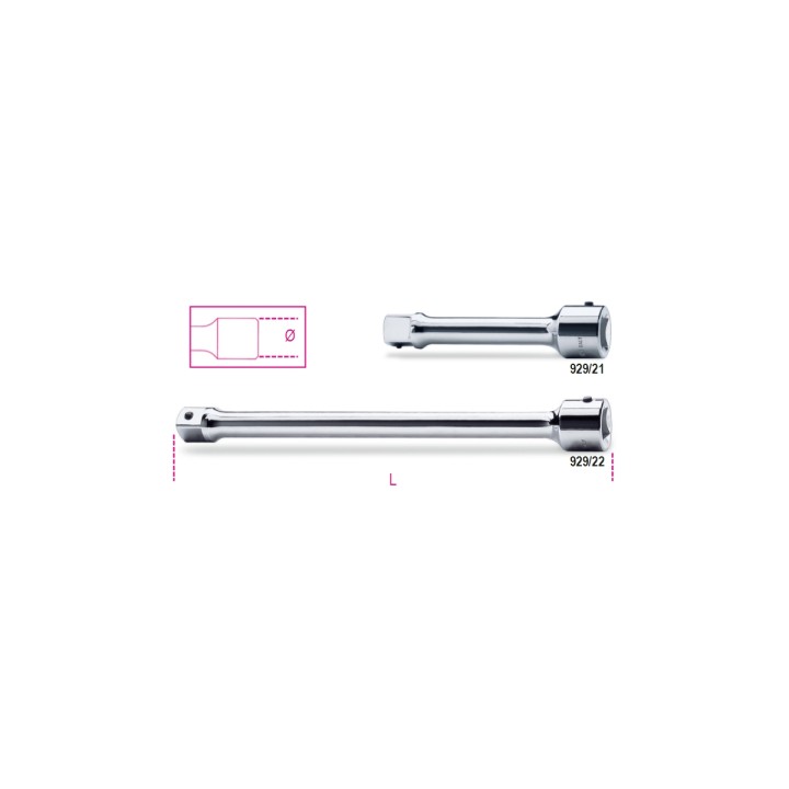 Beta 929/21 Prolunghe a mano con attacchi quadri maschio e femmina 1" cromate 009290815
