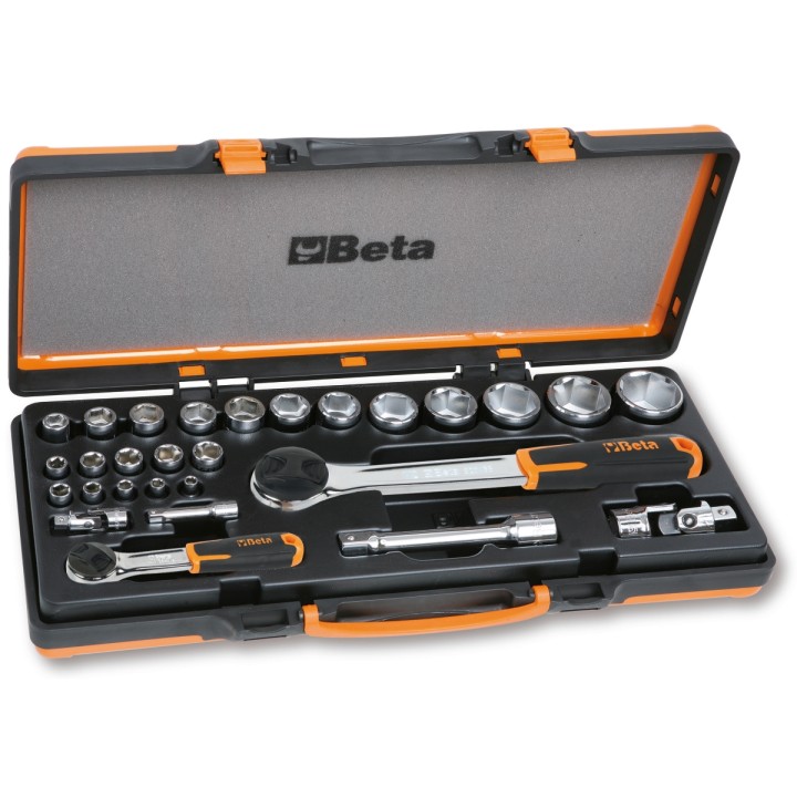 Beta 902A/C22 Assortimento di 22 chiavi a bussola a mano esagonali e 6 accessori in cassetta di lamiera 009020807