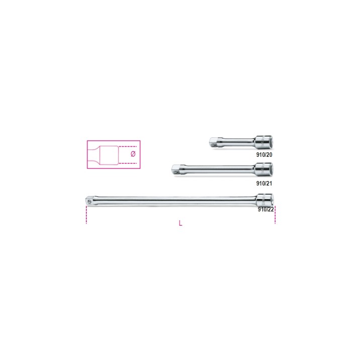 Beta 910/21 Prolunghe a mano con attacchi quadri maschio e femmina 3/8" cromate 009100822