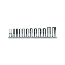Beta 910ASL/SB12 Serie di 12 chiavi a bussola a mano lunghe bocca poligonale (art. 910AS/L) su supporto 009100365