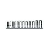 Beta 910ASL/SB12 Serie di 12 chiavi a bussola a mano lunghe bocca poligonale (art. 910AS/L) su supporto 009100365