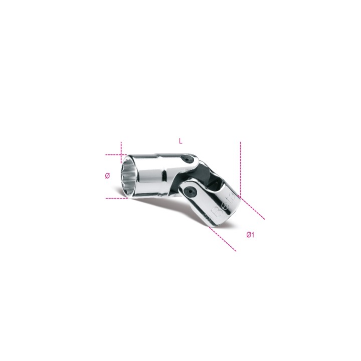 Beta 910B/SN 14 Chiavi a bussola a mano snodate con attacco quadro femmina 3/8" bocca poligonale, cromate 009100234