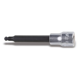Beta 910BP 7L Chiavi a bussola a mano maschio esagonale con estremità sferica con quadro femmina da 3/8" cromate - inserti bruni