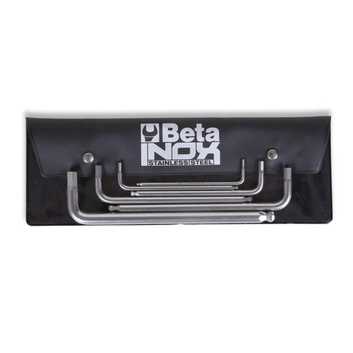 Beta 96BPINOX/B6 Serie di 6 chiavi maschio esagonale piegate con estremità sferica, in acciaio inossidabile, in busta 000961455