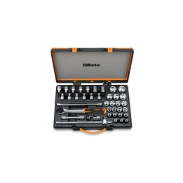 Beta 920B/C33 20 chiavi a bussola a mano esagonali, 13 a giravite e 5 accessori in cassetta di lamiera 009200986