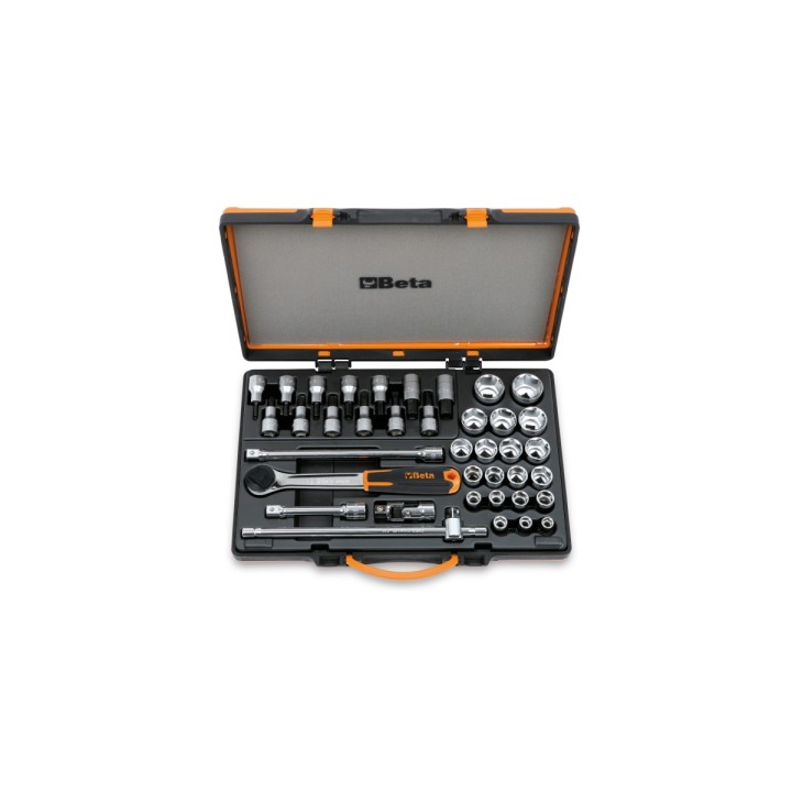 Beta 920B/C33 20 chiavi a bussola a mano esagonali, 13 a giravite e 5 accessori in cassetta di lamiera 009200986