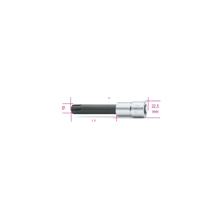 Beta 920ES 7 Chiavi a bussola a mano maschio per viti con impronta esascanalata con attacco quadro femmina 1/2" cromate - insert