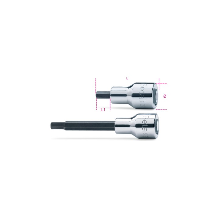 Beta 920PE 17 Chiavi a bussola a mano maschio esagonale con attacco quadro femmina 1/2" cromate - inserti bruniti 009200437