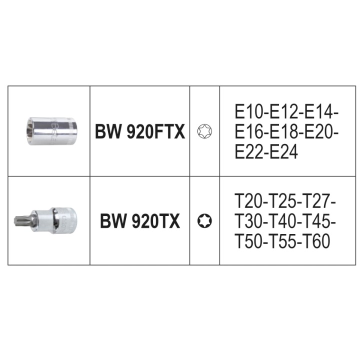 Beta BW 923E-FTX/C17 Assortimento di 17 chiavi a bussola per viti con profilo Torx® in cassetta di plastica 009236017