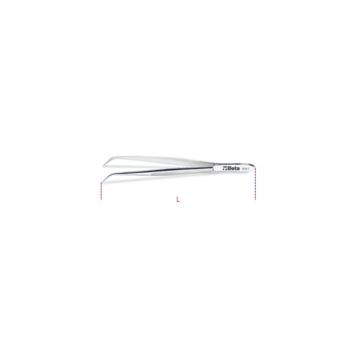 Beta 991 130 Pinzetta a molla a punte fini curve arrotondate zigrinate in acciaio inossidabile 009910001