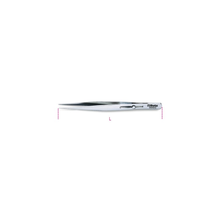 Beta 999G Pinzetta a molla antiacido antimagnetica con dispositivo di bloccaggio a punte finissime diritte in acciaio inossidabi