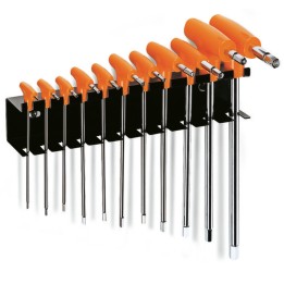 Beta 96T/SP11 Serie di 11 chiavi maschio esagonale piegate con impugnatura di manovra (art. 96T) con supporto 000960957