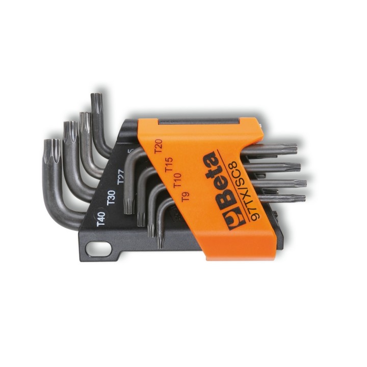 Beta 97TX/SC8 Serie di 8 chiavi maschio piegate per viti con impronta Torx® (art. 97TX) con supporto 000970064
