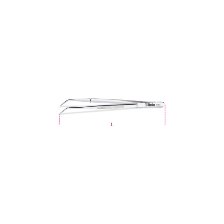 Beta 993 145 Pinzetta a molla con perno a punte fini curve arrotondate zigrinate in acciaio inossidabile 009930001