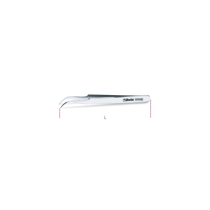 Beta 999E Pinzetta a molla antiacido antimagnetica a punte finissime curve in acciaio inossidabile 009990023