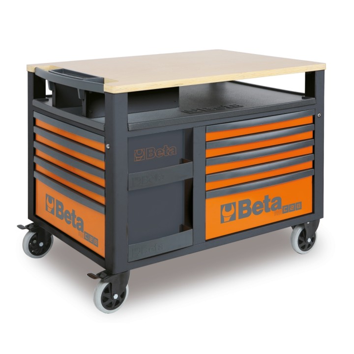Beta RSC28-A Carrello SuperTank con piano di lavoro in legno e 10 cassetti 028003007