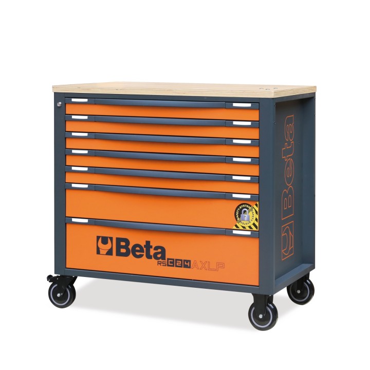 Beta RSC24AXLP/7-R Cassettiera mobile 7 cassetti con piano di lavoro in legno e sistema antiribaltamento, modello lungo 02400457