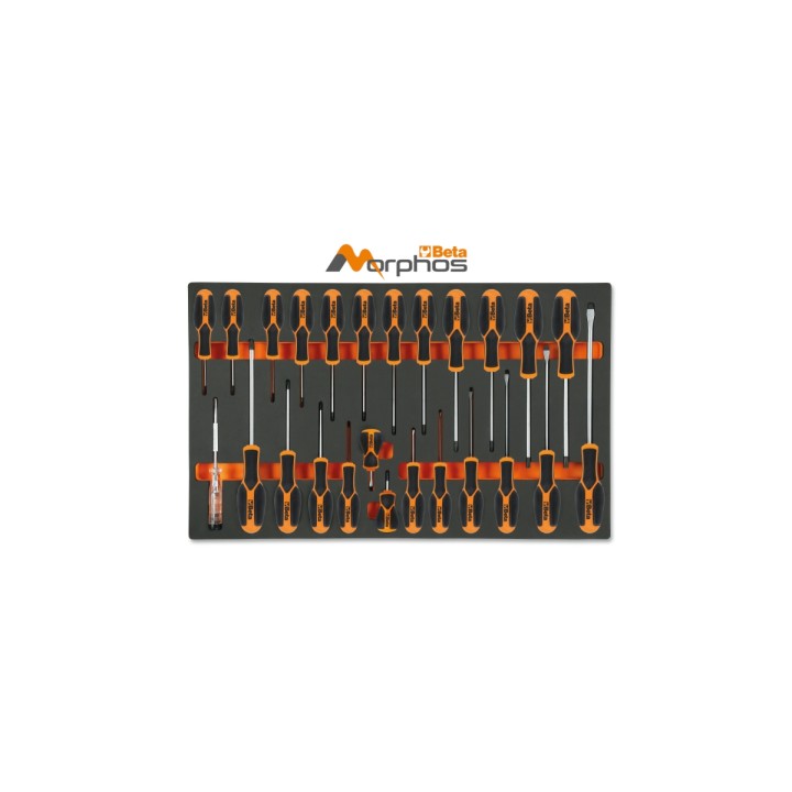 Beta MV196MH Vassoio morbido in EVA giraviti Morphos per viti lama piatta, Phillips® e Torx® 024510196