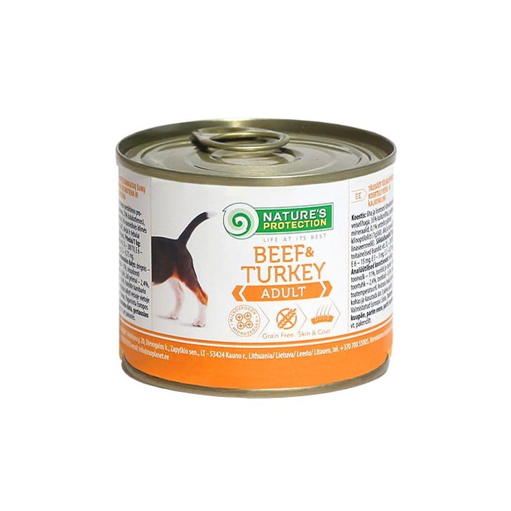 NATURE'S PROTECTION Adult manzo e tacchino - cibo umido per cani - 200 g