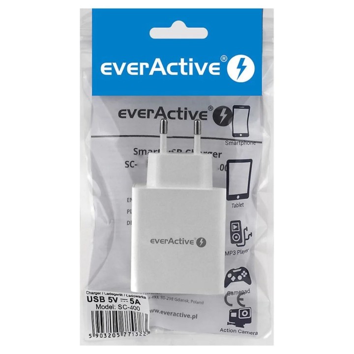 Caricabatterie EVERACTIVE SC-400 4 x USB 5A bianco