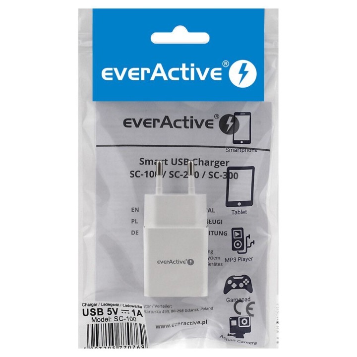 Caricabatterie everActive SC-100 1xUSB 1A