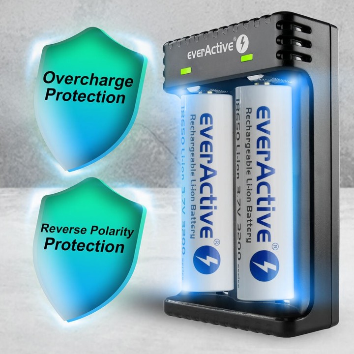 Caricabatterie per batterie li-ion cilindriche everActive LC-200