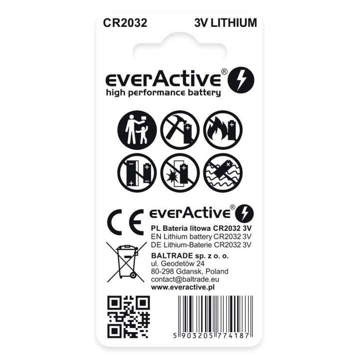 Batterie al litio everActive CR2032 - blister 2 pz