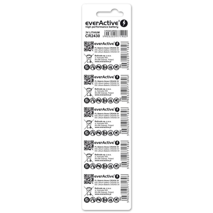 Batteria al litio mini everActive CR2430 5 pz.