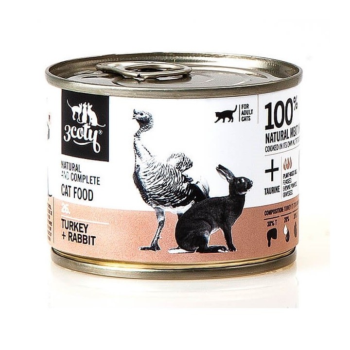 3COTY 26. Tacchino e coniglio - cibo umido per gatti - 180g