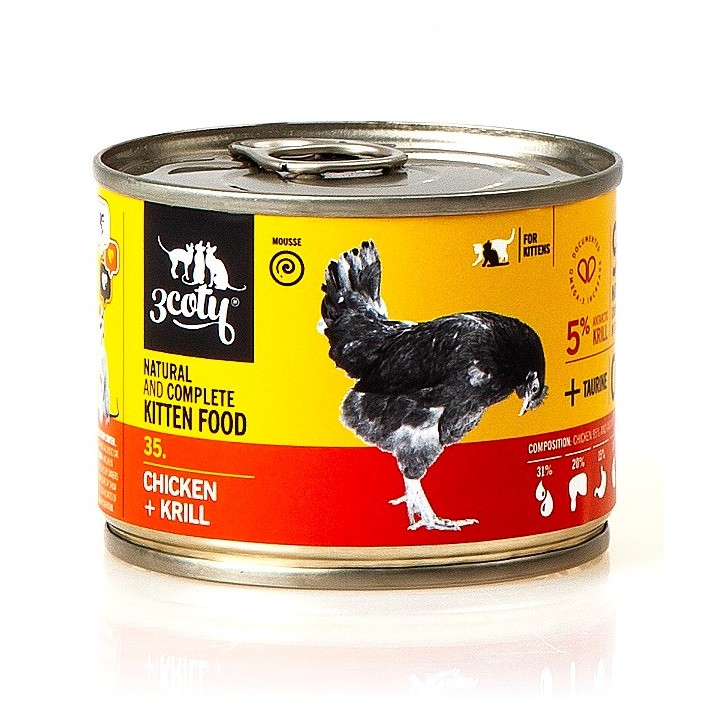 3COTY 35. Pollo e krill (gattino) - cibo umido per gatti - 180g