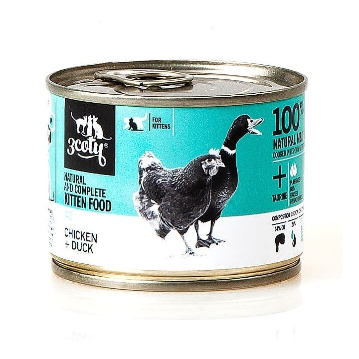 3COTY 42. Pollo e anatra (gattini) - cibo umido per gatti - 180g